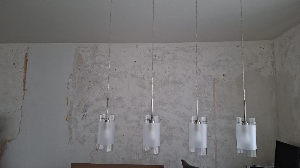 Hangende lamp van glas, Huis en Inrichting, Lampen | Hanglampen, Ophalen, Zo goed als nieuw, Glas, 75 cm of meer