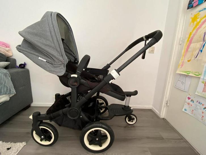 Bugaboo Donkey Mono met Cybex autostoel en meerijplankje, Kinderen en Baby's, Kinderwagens en Combinaties, Gebruikt, Kinderwagen