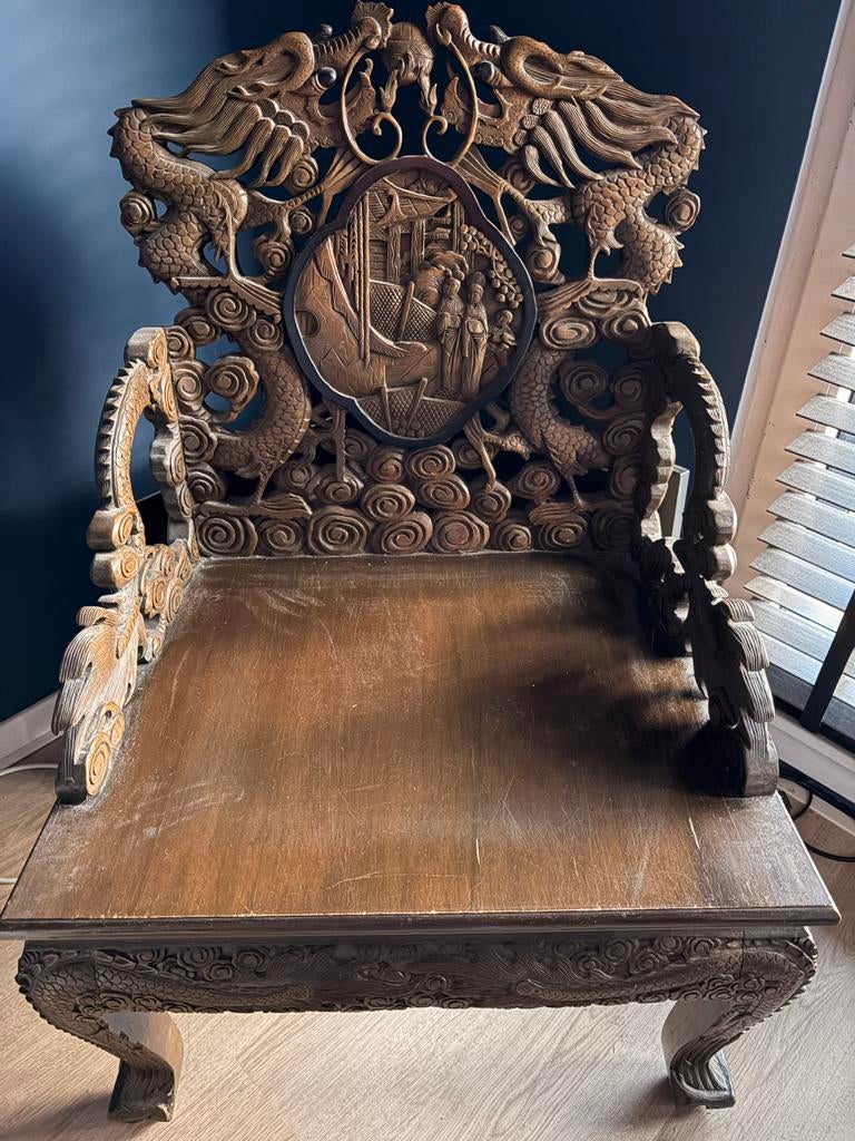 Chinese antieke troonstoel, Antiek en Kunst, Antiek | Meubels | Stoelen en Banken, Ophalen