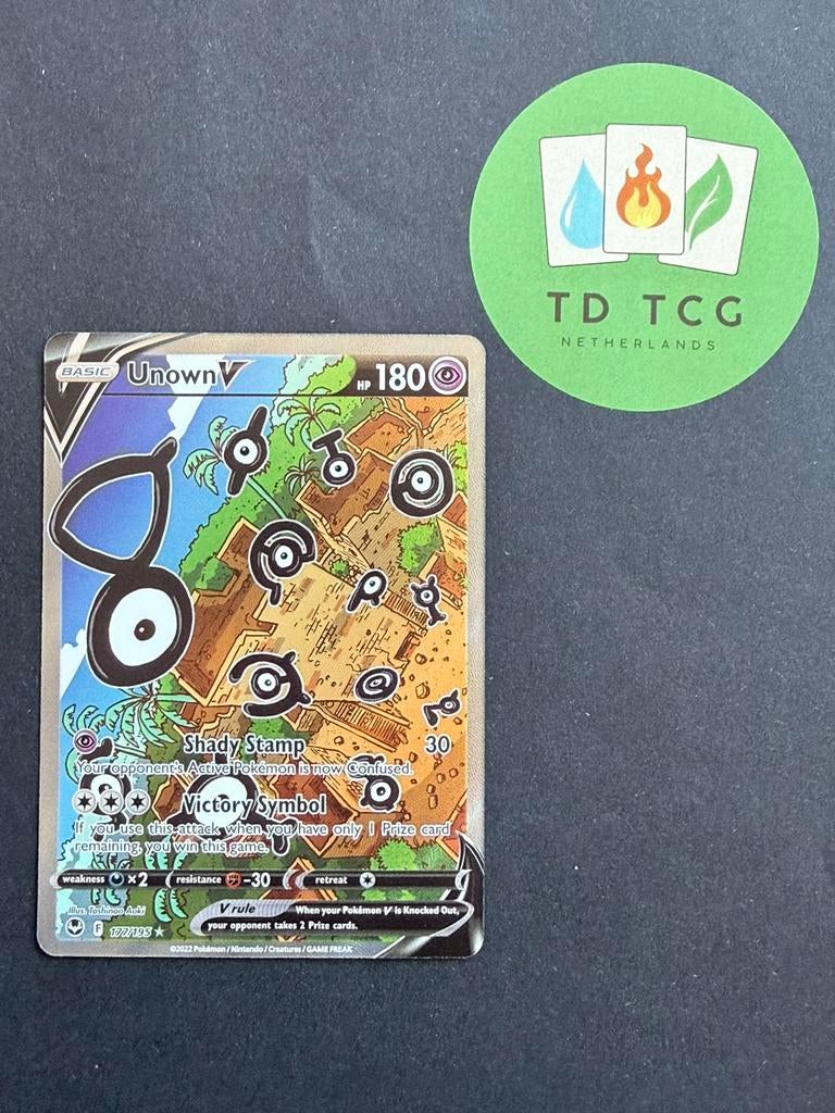 Pokémon kaart Unown V 177/195 - Silver Tempest, Ophalen of Verzenden, Nieuw, Losse kaart, Foil