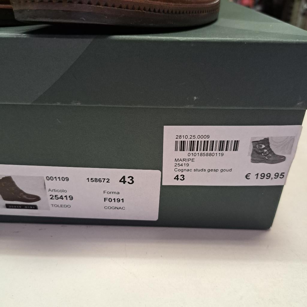 Maripe leren enkellaarzen cognac bruin + riempjes 43 50067, Bruin, ., Maripe, Lage of Enkellaarzen