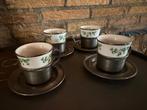 4 Tinnen Kop en Schotel - Holland Antiek, Ophalen of Verzenden