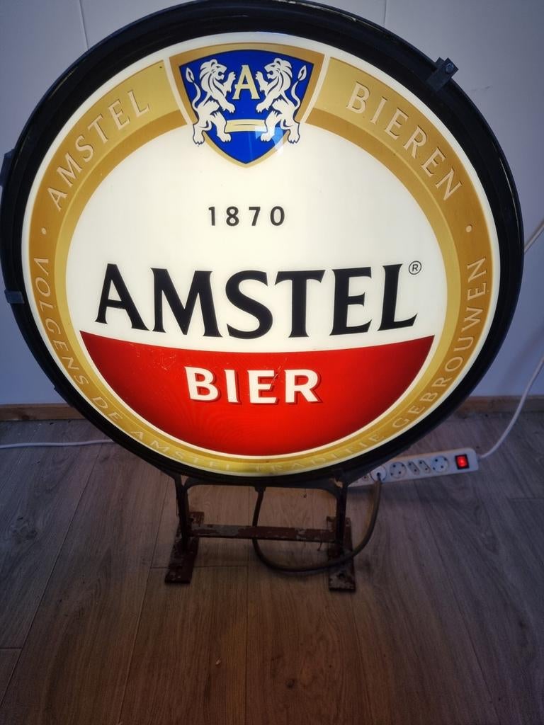 Amstel bier lichtbak gevel lamp verlichting, Ophalen, Gebruikt, Reclamebord, Plaat of Schild, Amstel