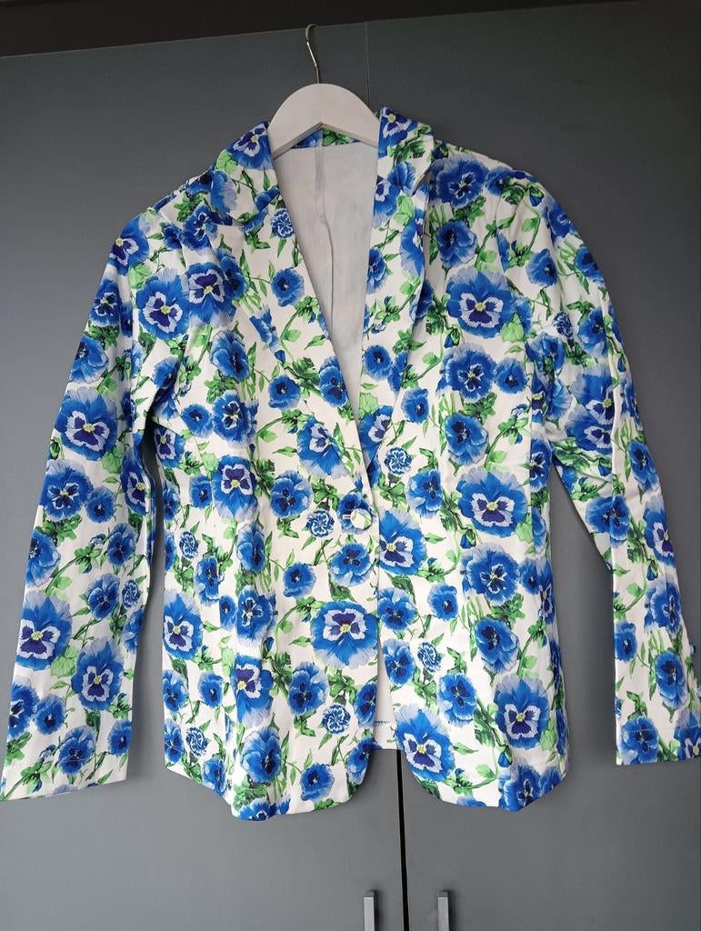 Blauwe viooltjes jasje mt S,ongevoerd,geen schoudervullingen, Kleding | Dames, Blauw, Ophalen of Verzenden, Jasje, Maat 36 (S)