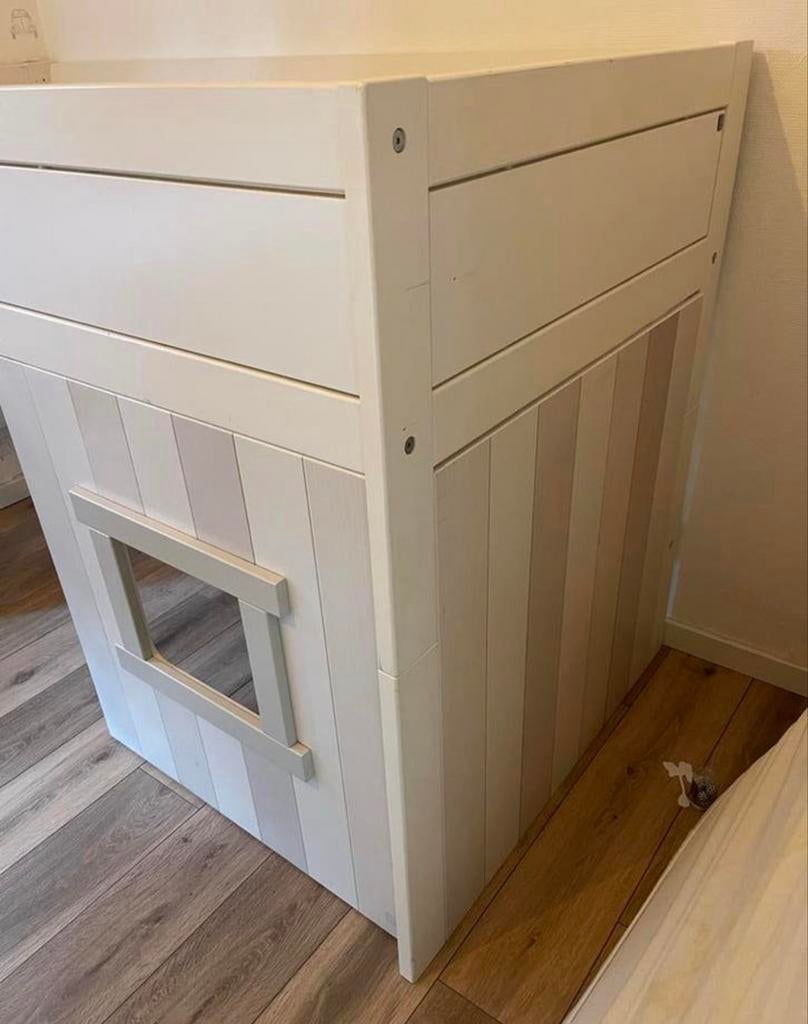 Lifetime halfhoogslaper wit met speelhuisje, Ophalen, 85 tot 100 cm, Gebruikt, Hoogslaper of Stapelbed