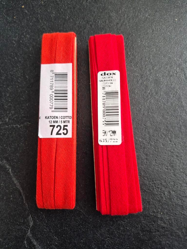 Rood Katoen Biasband 12mm x 5m - Dox, Ophalen of Verzenden, Nieuw, Lint, Band of Elastiek