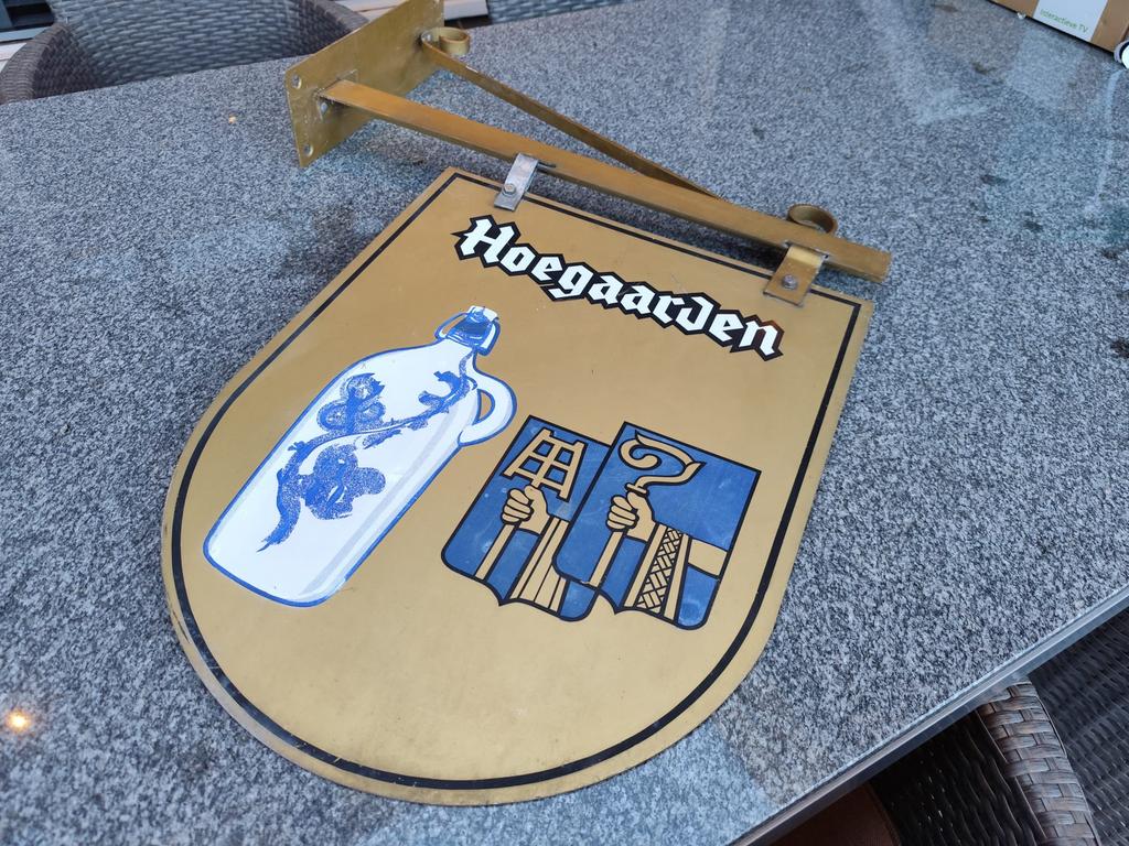 Hoegaarden uithangbord metaal, Verzamelen, Winkelwagenmuntjes, Ophalen