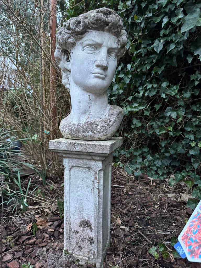 Buste van David op sokkel, Tuin en Terras, Tuinbeelden, Ophalen, Gebruikt