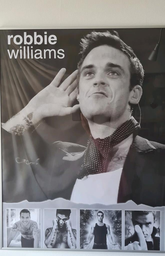 Robbie Williams Poster Ingelijst 60 bij 80 cm, Verzamelen, Ophalen, A1 t/m A3, Film en Tv