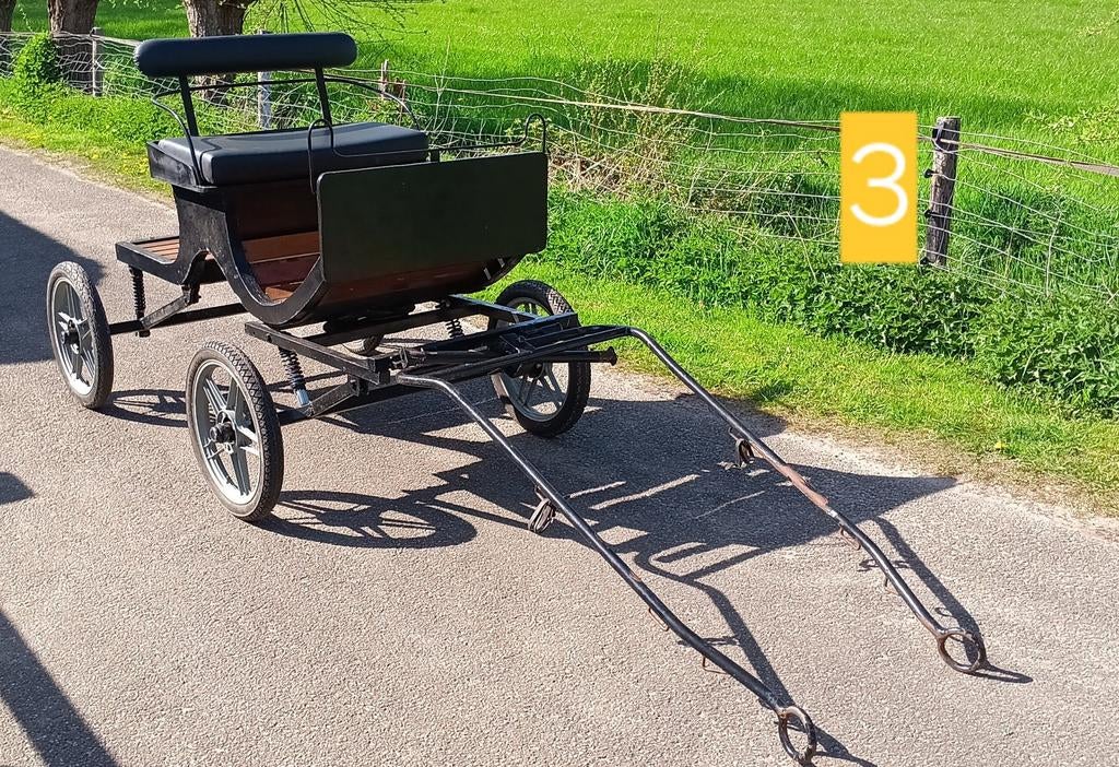 Concours/dressuurwagen enkel span shetlander, Dieren en Toebehoren, Rijtuigen en Koetsen, Gebruikt, Pony, Gesloten