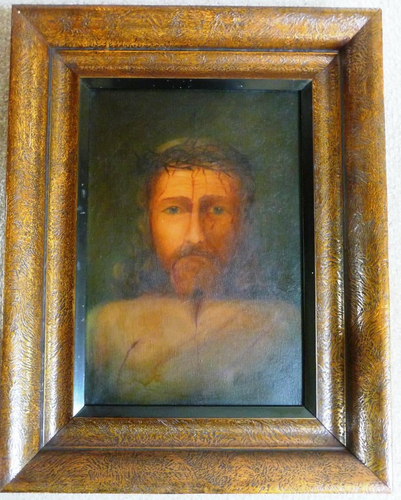 Oud - Christus figuur 1932 - olieverf op doek - gelijst, Ophalen of Verzenden