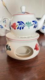 Boerenbont theepotje met warmhouder en dekschaal, Nieuw, Ophalen of Verzenden, Schaal of Schalen, Aardewerk