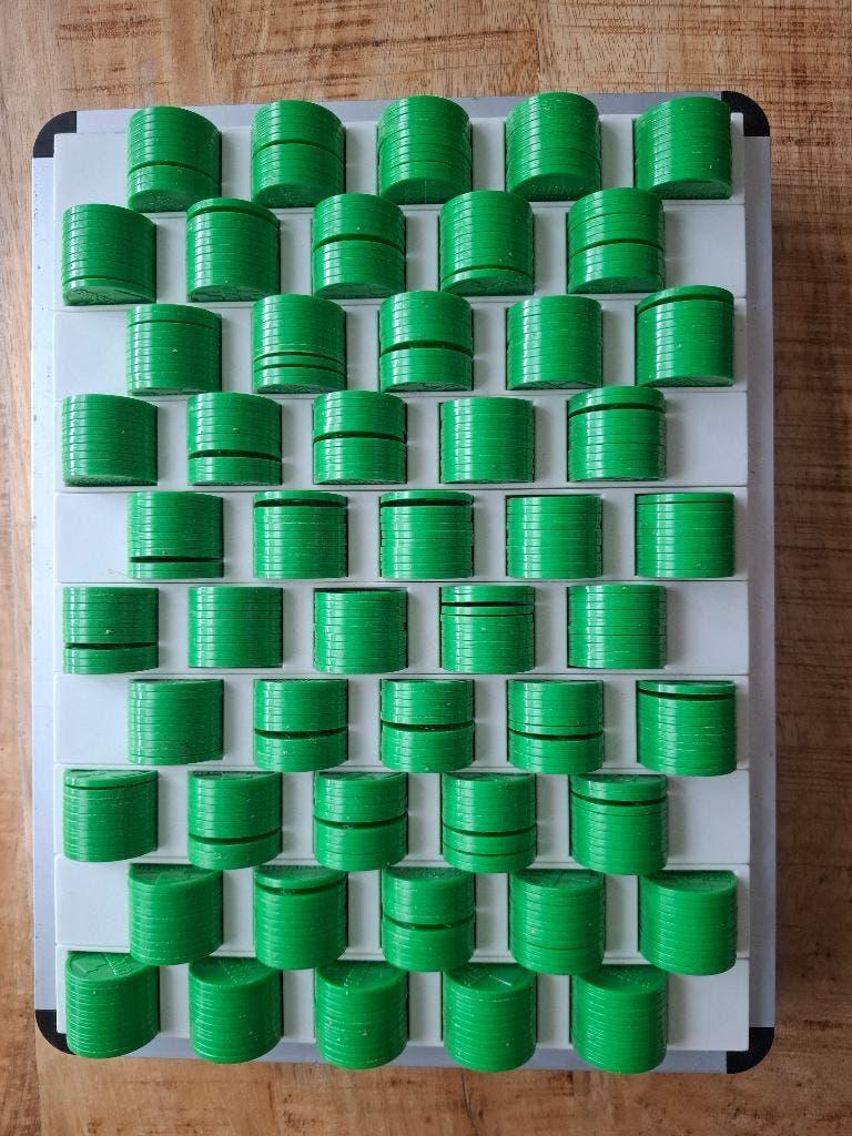 500 consumptiemunten met telbak, consumptie munten, Ophalen of Verzenden, Gebruikt