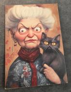 Boze oma met zwarte kat, Verzenden, 1980 tot heden, Ongelopen, Overige thema's