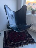 Leren vlinderstoel, Huis en Inrichting, Stoelen, Ophalen, Gebruikt, Zwart, Leer