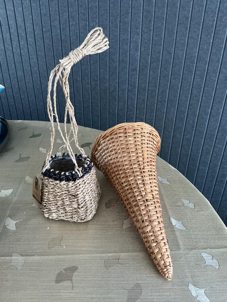 Decoratieve rieten mandjes - set van 2, Mand, Ophalen of Verzenden, Zo goed als nieuw, Riet