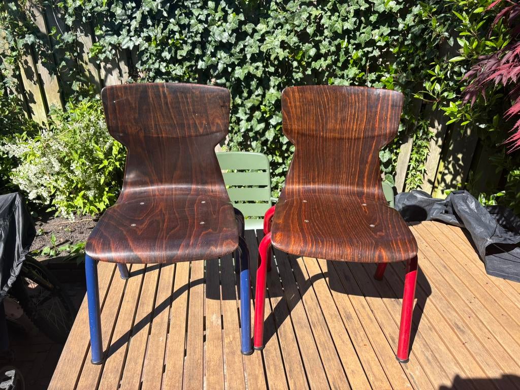 4 retro vintage kinder stoeltjes, Huis en Inrichting, Stoelen, Ophalen, Gebruikt, Blauw, Twee
