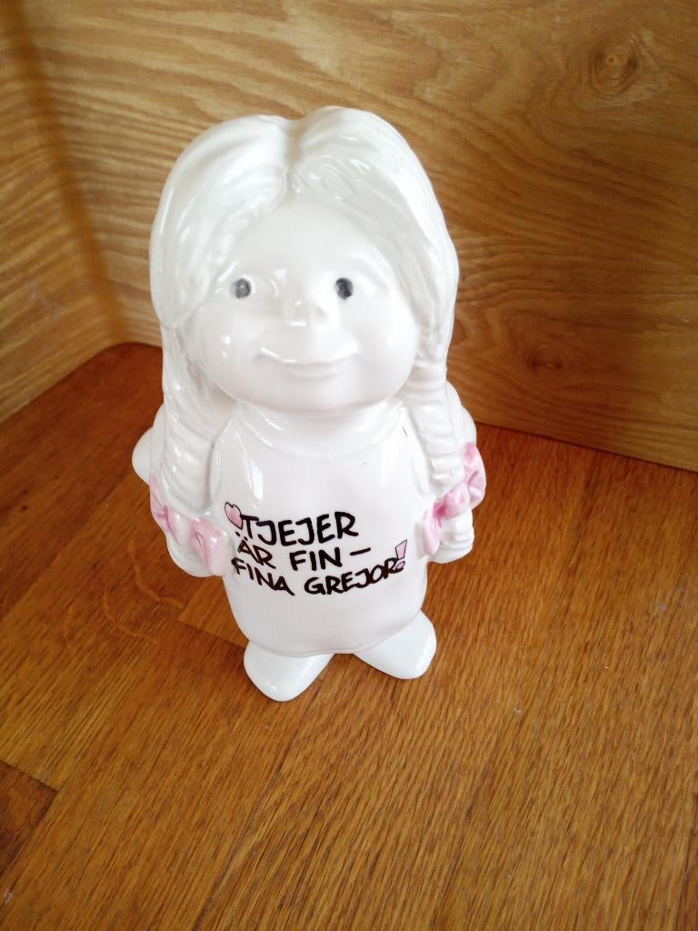 Zweedse Vintage keramieke beeldje met tekst van Jie Gantofta, Ophalen