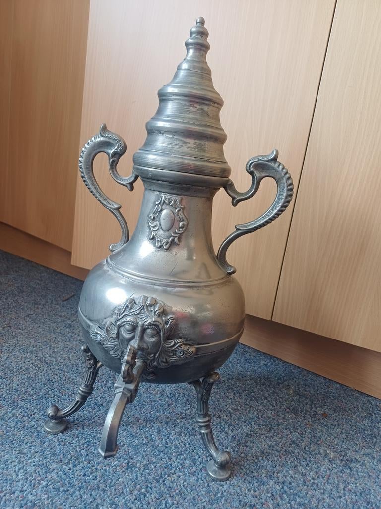 Antieke tinnen theeketel met kraan, Antiek en Kunst, Antiek | Tin, Ophalen of Verzenden