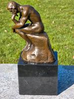 DE DENKER / RODIN / bronzen beeld op marmeren voet, Ophalen of Verzenden