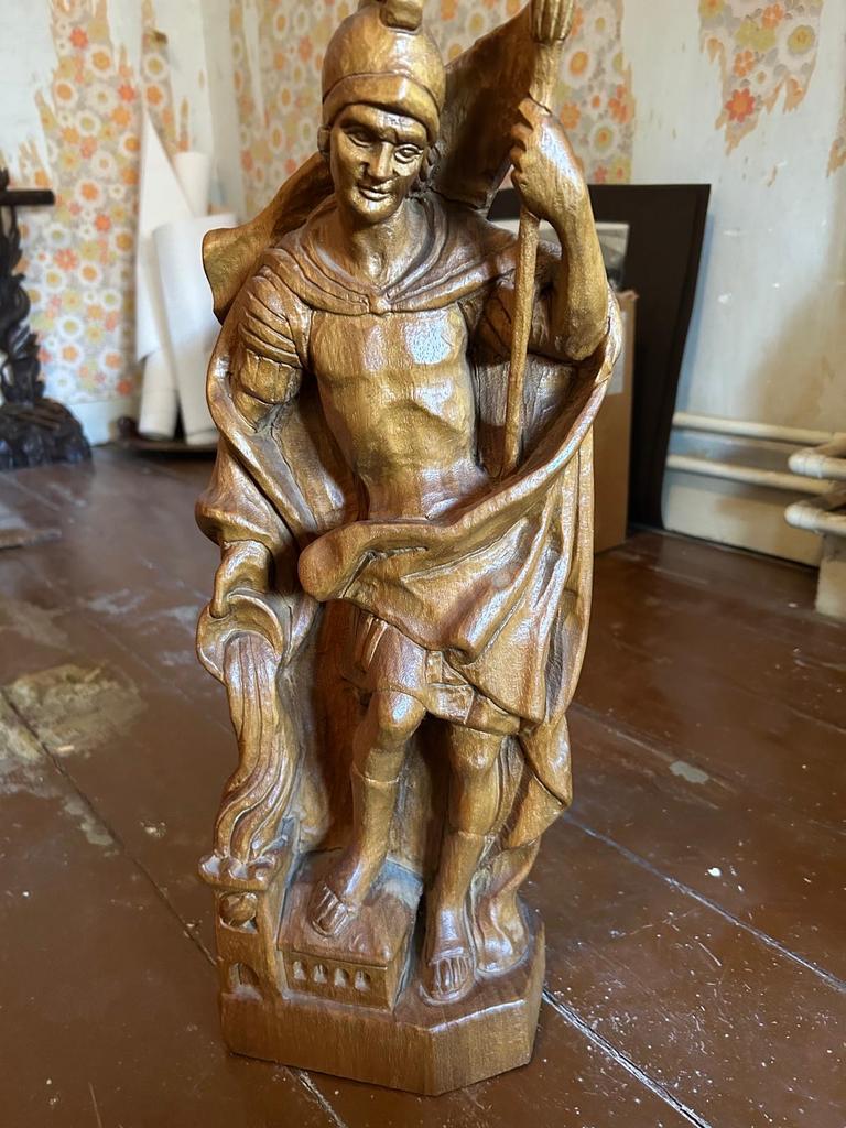 Houten beeld heilige Florian, brandweer, Ophalen, Handgemaakt, 20 - 50 cm, Beeld