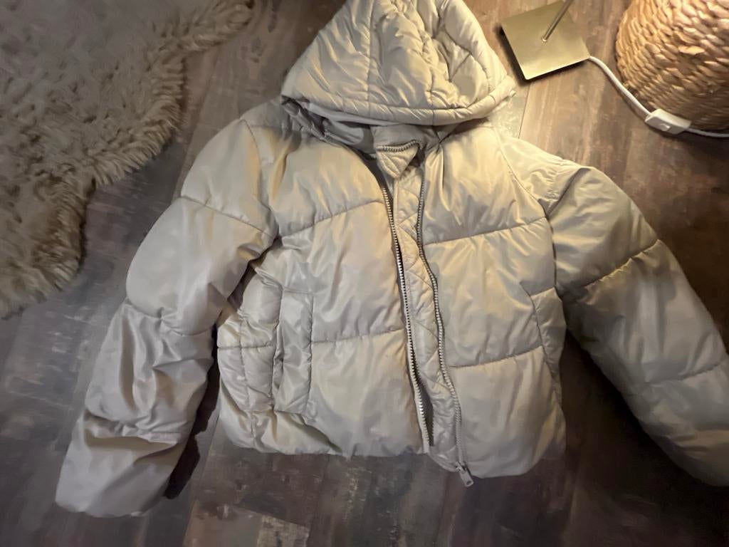 H&M gewatteerde jas maat XS, Kleding | Dames, Jassen | Winter, Ophalen, Gedragen, Maat 34 (XS) of kleiner, Beige