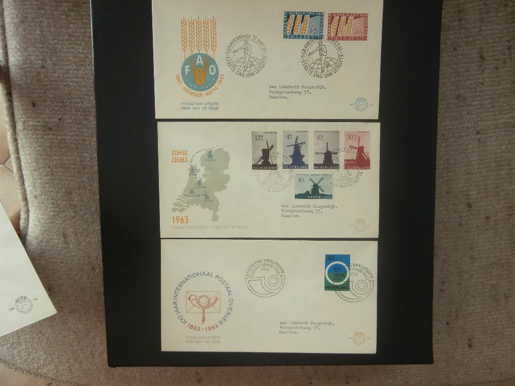 NL 1963 Complete jaargang FDC'S 3 FOTO'S LEES, Verzenden, Beschreven, Nederland
