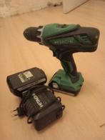 Hitachi Accuboormachine met Accu en Lader, Gebruikt, Variabele snelheid, Ophalen of Verzenden, Boor- en Schroefmachine