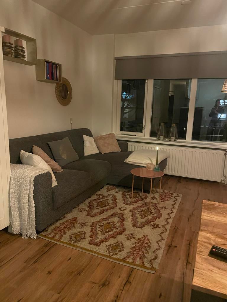 Grijze hoekbank, Huis en Inrichting, Banken | Bankstellen, Ophalen, 250 tot 300 cm, Gebruikt, 100 tot 125 cm