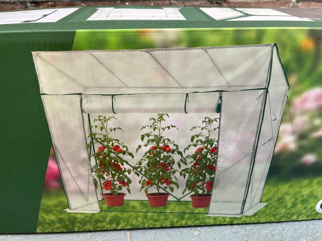 Kweekkas voor tomaten, komkommer en exotisch fruit, Folie, Ophalen, Staal, Kweekkas