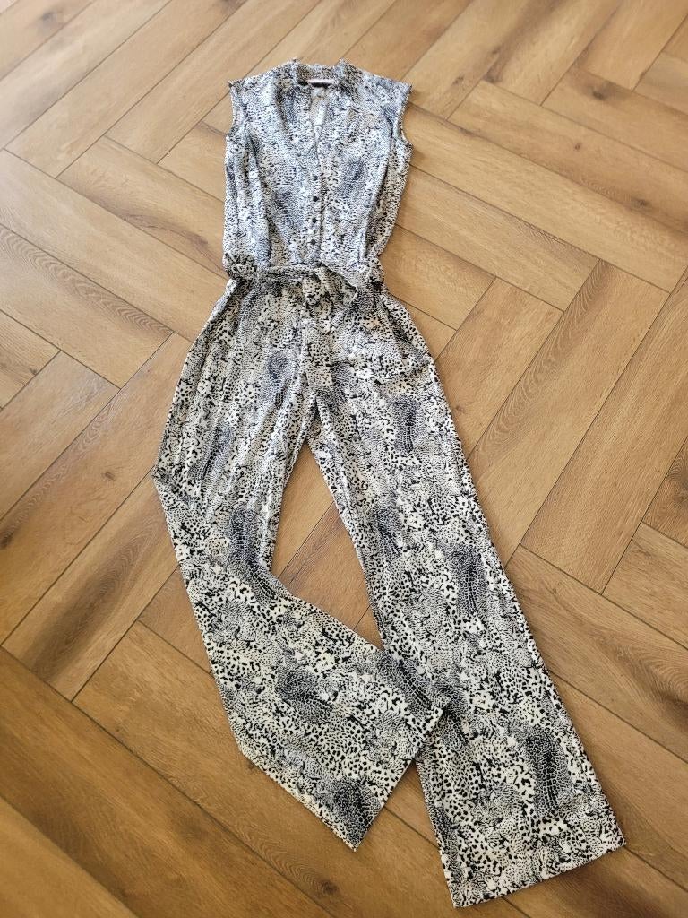 Super mooie travelstof jumpsuit van Studio Anneloes, S-XS, Studio Anneloes, Blauw, Ophalen of Verzenden, Zo goed als nieuw