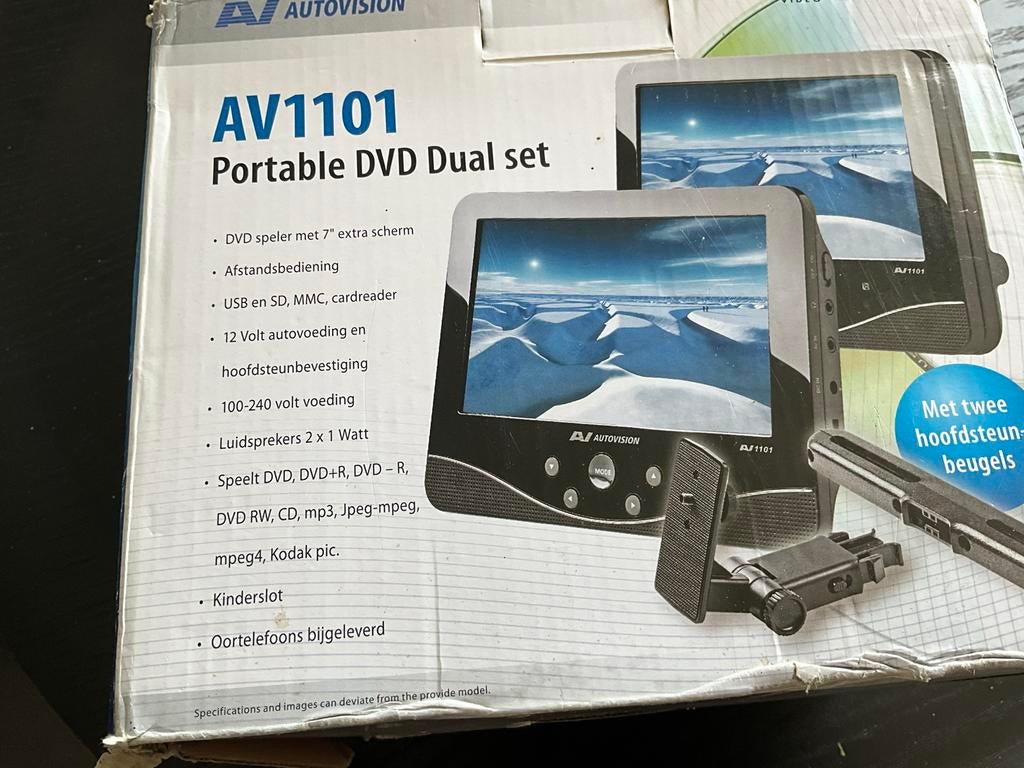 AV1101 Draagbare DVD Dual set met 7" schermen, Audio, Tv en Foto, Dvd-spelers, Gebruikt, Draagbaar, Ophalen, Overige merken