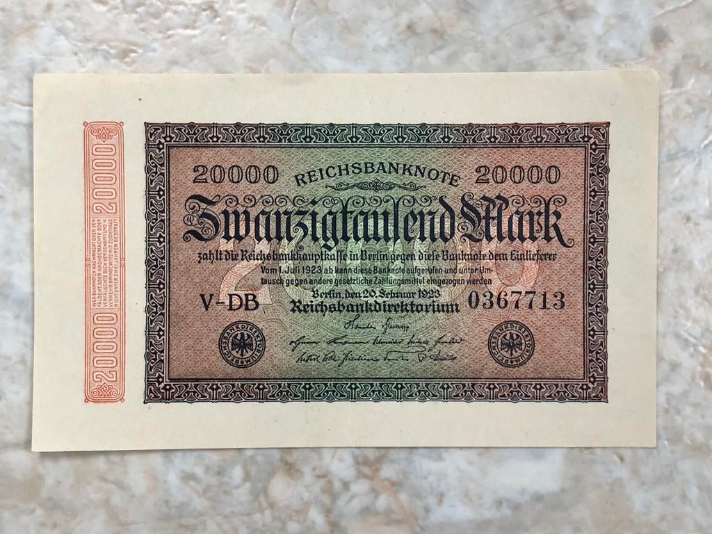 20000 mark 1923, Duitsland., Postzegels en Munten, Bankbiljetten | Europa | Niet-Eurobiljetten, Verzenden, Duitsland, Los biljet
