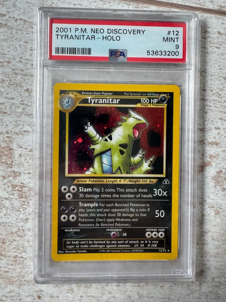 Pokémon Tyranitar Holo PSA 9 Neo Discovery, Ophalen of Verzenden, Nieuw, Losse kaart, Foil