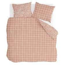 Walra Dekbedovertrek Remade Dots & Squares 200 x, Bruin, Ophalen of Verzenden, Deken of Dekbed, Nieuw