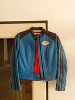 Dames motorjas retro vintage leer, Kleding | Dames, Jassen | Zomer, Ophalen, Zo goed als nieuw, Maat 36 (S), Blauw