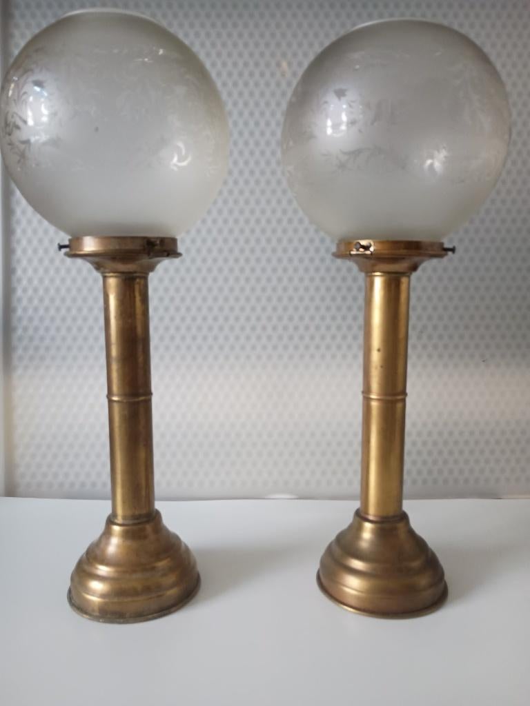 2x Vintage Messing Tafellampen (scheepslamp/Kaarslamp), Ophalen