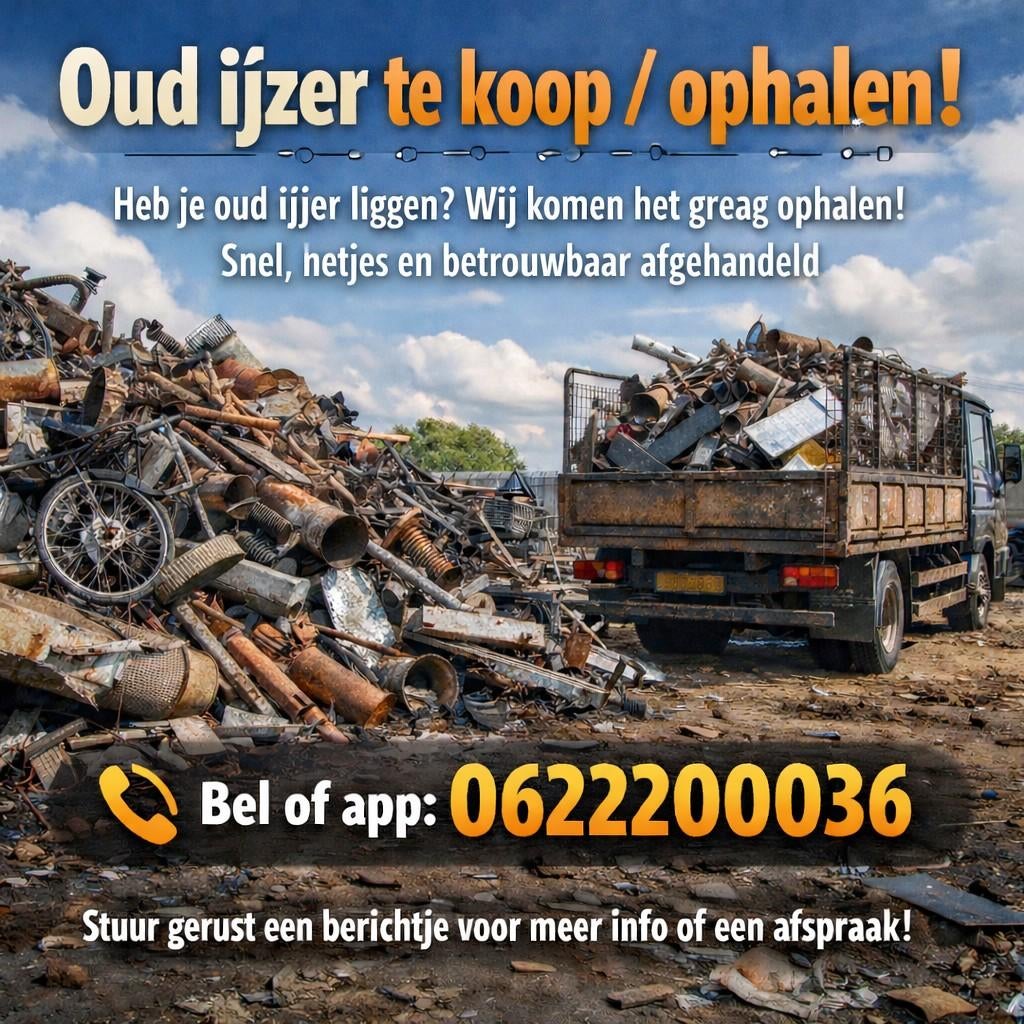 Oud ijzer en metalen ophalen, Doe-het-zelf en Verbouw, Overige Doe-het-zelf en Verbouw, Ophalen of Verzenden