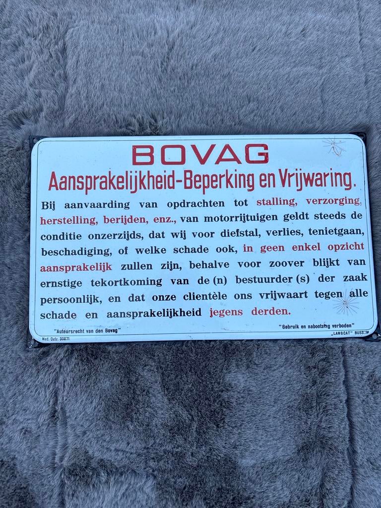 Emaille reclamebord Bovag, Ophalen, Gebruikt, Reclamebord