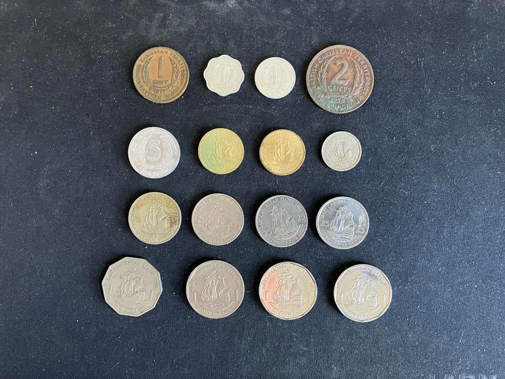 16 munten British Caribbean Territories en East Carib States, Ophalen of Verzenden, Overige landen, Losse munt