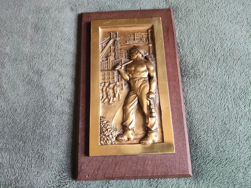 Plaquette van Duitse mijnwerker, steenkolenmijnen Ruhrgebied, Antiek en Kunst, Antiek | Religie, Ophalen of Verzenden
