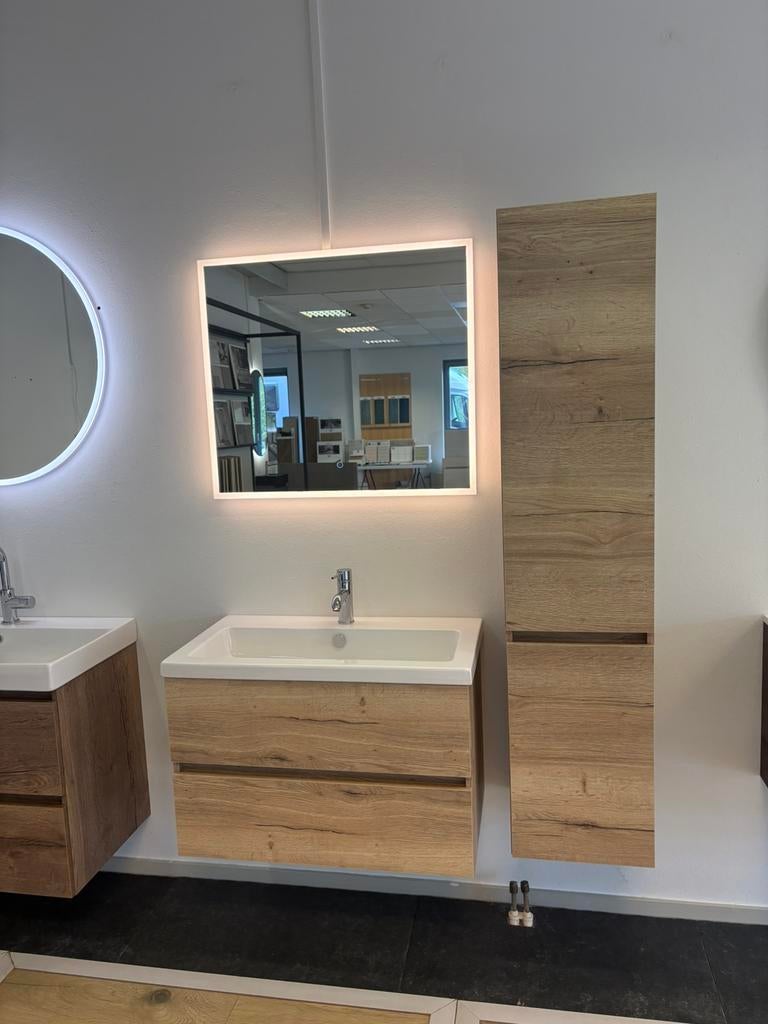 H&R Badmeubel Lorencio 80cm |  spiegel + hogekast, Overige typen, Wltradingnl@outlook.com, Nieuw, H&r badmeubel