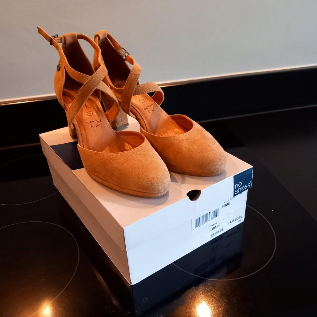 No Stress pumps taupe/ beige hak zomer bruiloft, Ophalen of Verzenden, Nieuw, Beige
