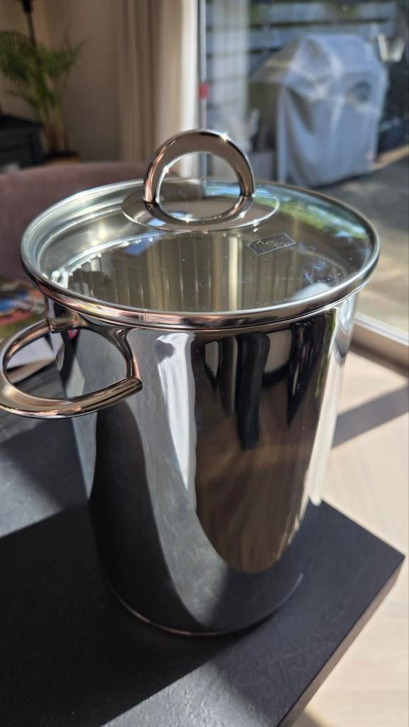 Fissler Aspergepan RVS met schiller en doos, Huis en Inrichting, Ophalen of Verzenden, Zo goed als nieuw