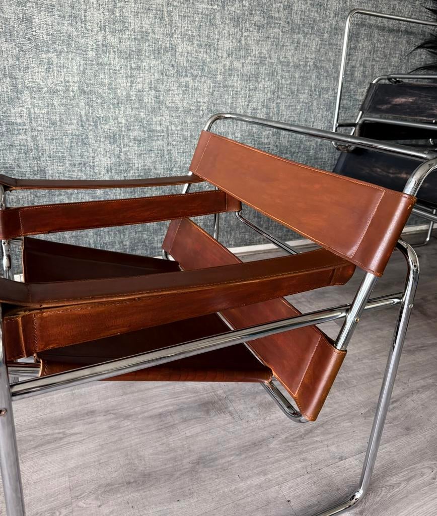 Vintage Wassily Chair by Marcel Breuer for Fasem, Brown, Ophalen, Gebruikt, -, 75 tot 100 cm