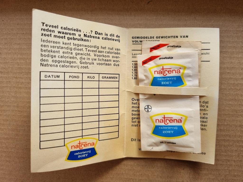 Natrena gewichtskaartje met 2 proefzakjes, Ophalen of Verzenden, Gebruikt, Verpakking