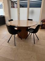 Ronde eettafel marmerlook met 4 stoelen - 140cm, Huis en Inrichting, Tafels | Eettafels, Ophalen, Overige materialen, 100 tot 150 cm