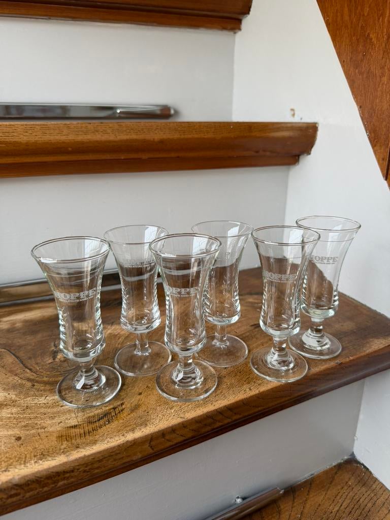 6x Hoppe borrelglaasje, Ophalen of Verzenden, Zo goed als nieuw, Borrel- of Shotglas