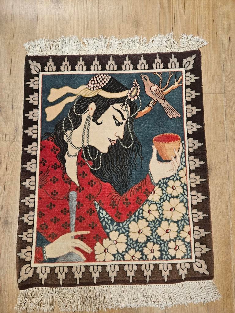 Vintage handgeknoopt perzisch tapijt tabriz 68x56