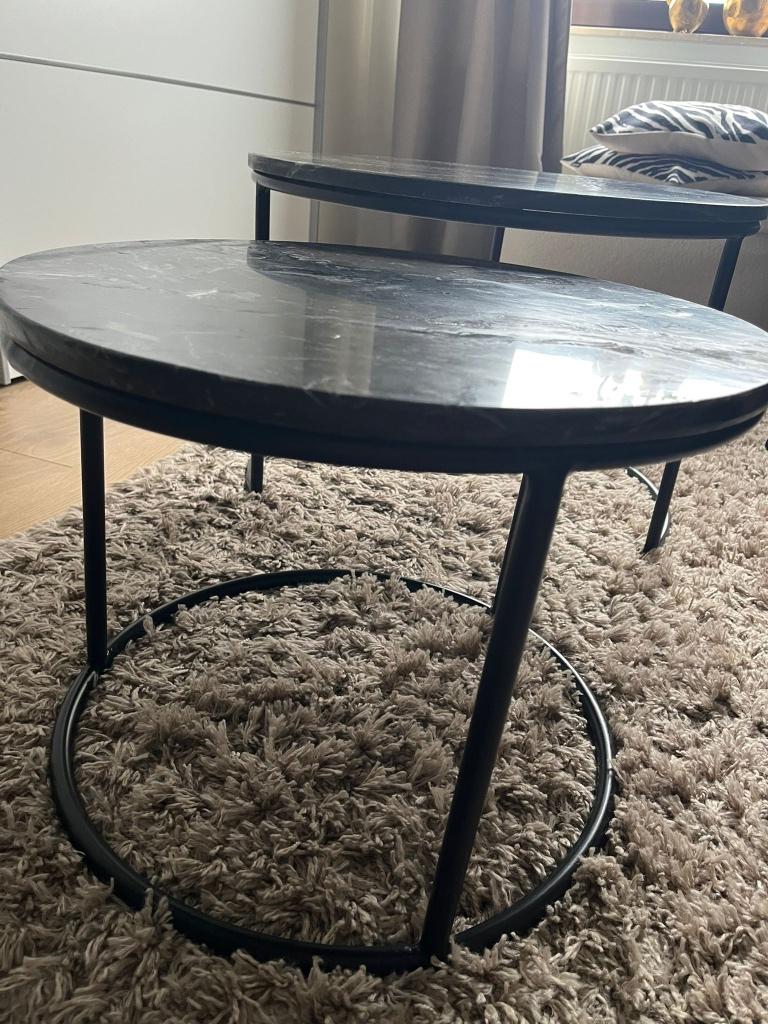 Marmeren salontafeltjes, set van 2, Ophalen, Overige materialen, 50 tot 100 cm, Rond